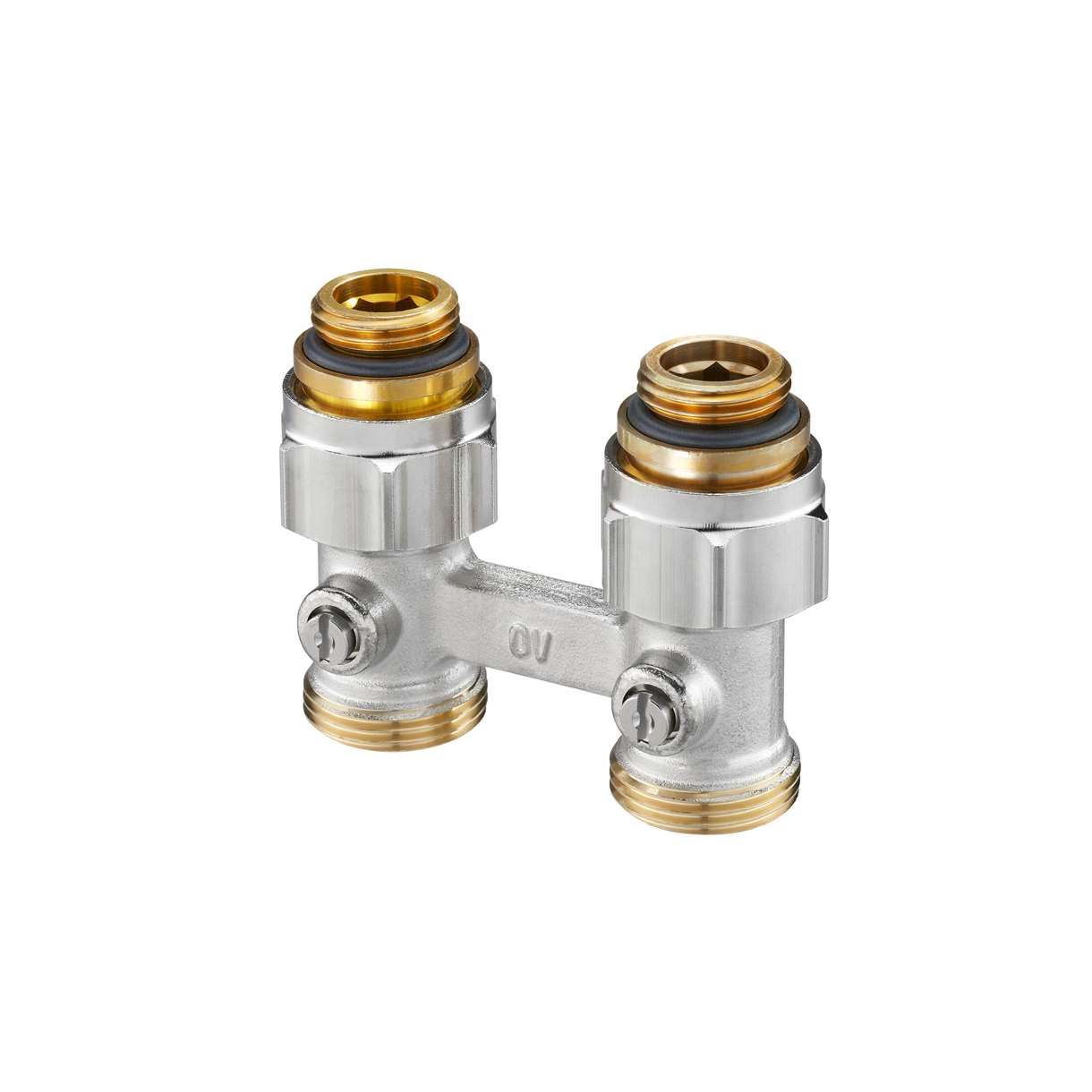 Multiflex F ZB-запірно-приєднувальний вузел G ½ ЗР x G ¾ ЗР, нікельована латунь, м'яке ущільнення